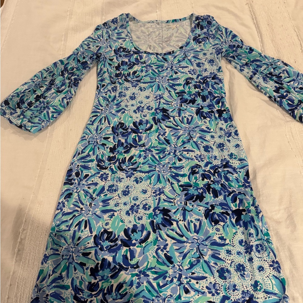 Lilly Pulitzer Blue Sundress with Bishop Sleeves